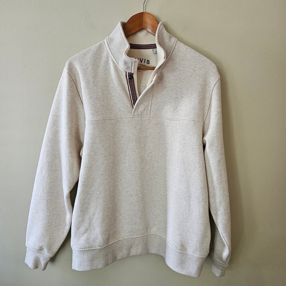 Orvis Men's Signature Quarter Zip Pullover Size Medium Oatmeal Cotton Heritage